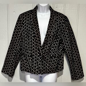 LOFT Black and Cream Patterned Blazer